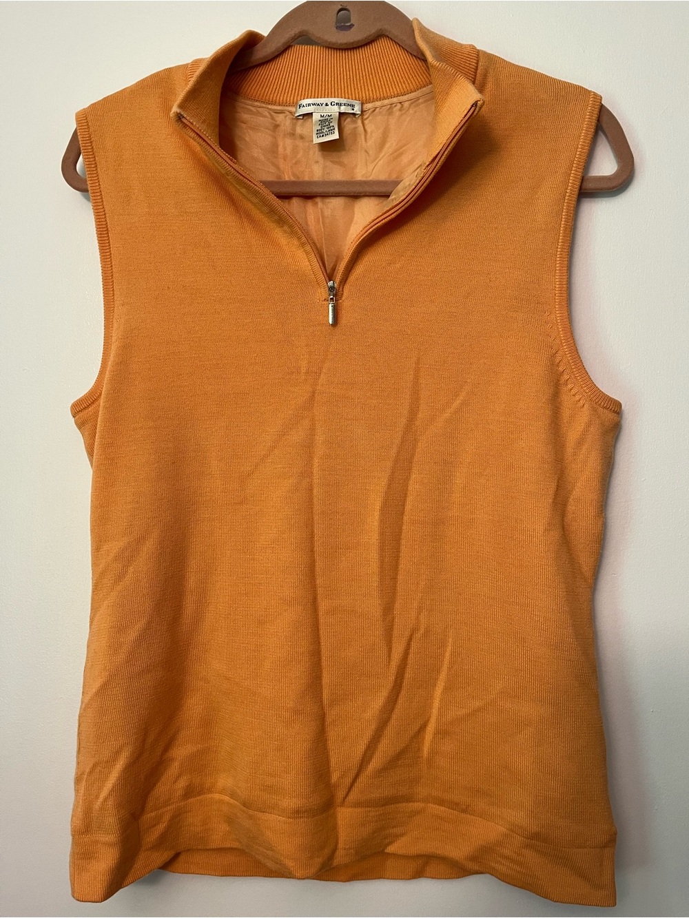 Fairway & Greene Lined Quarter Zip Vest Size M